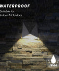 10W 3000K Waterproof IP65 Indoor Outdoor Wall Sconce LED Light Fixture illuminating stone wall in rain