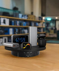 Huge Gains From This Insanely Cool Motorized Rotating Display Stand With Remote Control, showcasing electronic devices.