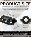 Front view of a 1-inch pipe repair clamp, black plastic body with metal bolts for 24–26 mm pipes.