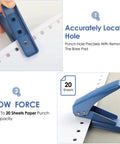 Handy One Quarter Inch Hole Punch For Paper And Craft Projects 20 Sheet Capacity Slim Handheld Punch With Non Slip Base Ideal For Cardstock Chipboard And Craft Papers Blue