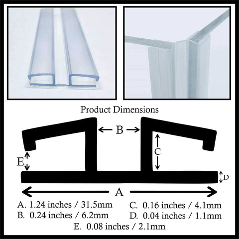 Tough As Nails Pinless PVC Piano Hinge 24 Inch Two Pack dimensions with measurements shown for heavy duty use in golf carts and acrylic panels.