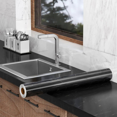 Marble Contact Paper Self Adhesive Waterproof PVC White Kitchen Countertop And Cabinet Liner Peel And Stick Roll on Counter