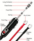 10 Ft 12V Cigarette Lighter Extension Cord With Glowing Led Ring And 15A Inline Fuse detailed parts view including plug, wires, and indicators.