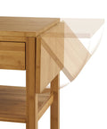 Premium Bamboo Extendable Rolling Kitchen Cart With Collapsible Drop Leaves And Deep Storage Drawer showing drop leaves extending.