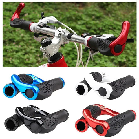 Ergonomic Bicycle Handlebar Grips With Grippy Anti Slip Contoured Design And Aluminum Inner Ring Clamps in multiple colors