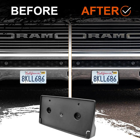 Front License Plate Frame For 2019 To 2024 Ram 1500 DT Curved Front Bumper License Plate Holder Snug Fit Easy Install