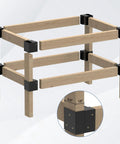 Heavy Duty 3 Way Workbench Corner Bracket Kit For Garage Legs Fits 2x4 Wood Actual One Point Five By Three Point Five Inches Durable Metal DIY Kit For Shelving And Work Tables Rust Resistant 8 Pcs Set shown installed on wooden frame