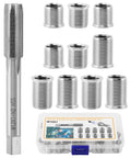 Spark Plug Thread Repair Kit Stainless Steel Rethread Set for M10x1.0 and M12x1.0 Threads Includes 10 Inserts and 1 Tap
