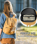 Desert Insulated Lunch Bag Leakproof Cooler fitting inside a tan backpack, showcasing perfect size for work and picnics.