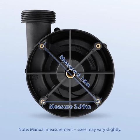 Heavy Duty Spa Hot Tub Circulation Pump Wet End Replacement Repairs LX Pump WTC50M Standard Models showing dimensions 5.19in and 2.99in.