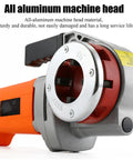 Heavy Duty Portable Electric Pipe Threader With Pure Copper Motor And Quick Change Steel Dies close-up of all aluminum machine head
