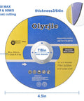 Front view of 10-pack 4.5-inch metal cut-off wheels for angle grinders; 7/8-inch center hole, 3/64-inch thick