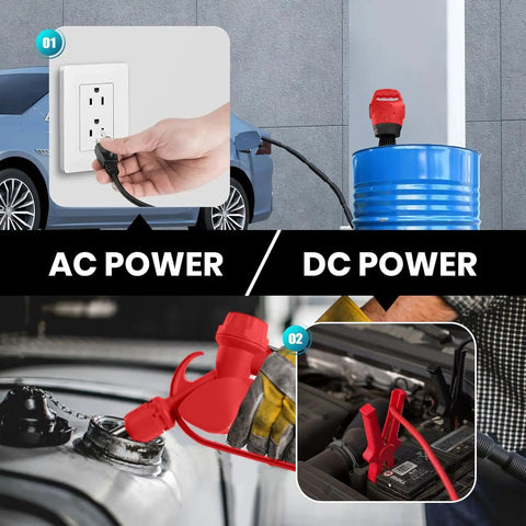 AC and DC power connections for Heavy Duty Electric Drum Pump Is A Real Heavy Hitter Delivering Killer 5 Gpm Flow.