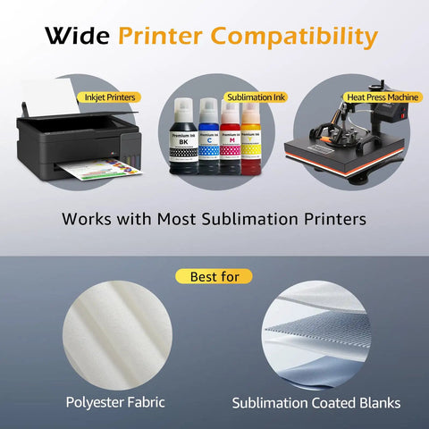 Heavyweight 125Gsm Sublimation Paper 8.5x11 Inch 300 Sheets for Inkjet Printers compatibility with printers and materials