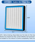 Cabin Air Filter With Activated Carbon For Chevy GMC Cadillac Trucks And SUVs Direct Fit 2014 To 2022 size dimensions