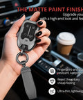 Slick Matte TPU Key Fob Cover For Chevy Gmc With Leather Strap Keychain held in hand, showcasing matte finish and slim design.