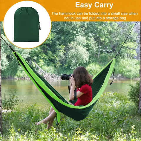 All In One Camping Hammock With Heavy Duty Tree Straps 660 Lb Capacity Portable Outdoor Hammock Tent in use by a river
