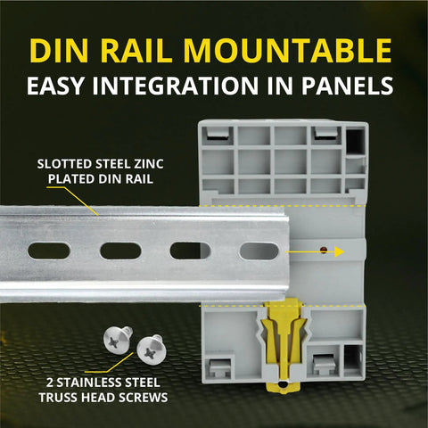 8 Pole Contactor Bundle with DIN rail and screws, slotted steel zinc plated for easy panel integration