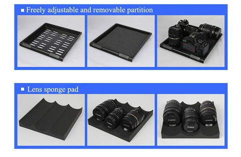 Freely adjustable and removable partition for Top Rated Digital Camera Gear Dry Box Cabinet With Lcd Screen.