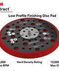 Xtract Hookit Sanding Disc Backing Pad 6 Inch Low Profile Heavy Duty 49 Hole Hard Foam 5/16-24 Ext Up To 12000 RPM Dust Extraction
