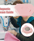 Magnetic Seam Guide For Sewing, Multifunctional Ruler And Hemmer Guide, used with sewing machine for precise stitching.