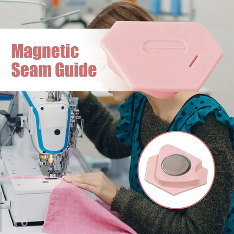 Magnetic Seam Guide For Sewing, Multifunctional Ruler And Hemmer Guide, used with sewing machine for precise stitching.