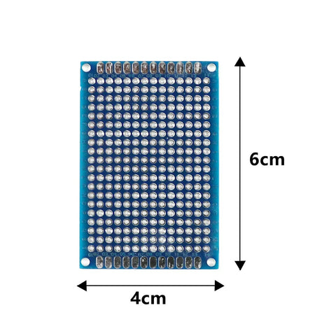 20 Pcs Double Sided PCB Board Prototype Kit 4x6cm With Durable FR4 Glass Fiber 1.6mm Thick, blue board with pre-tinned holes.