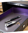 Hidden Brass Barrel Hinges With Smooth Noisefree Action For Jewelry Boxes And Keepsake Chests next to screwdrivers in drawer