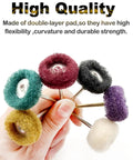 Hand holding 60 Pack Rotary Tool Polishing Buffing Wheels Kit, 1/8 Inch Shank, 1 Inch Diameter, showing various abrasive wheels.
