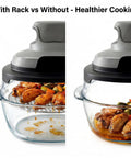 Premium 304 Stainless Steel Crisper Rack Set Compatible With Select Four Quart And Six Cup Air Fryers cooking comparison image.