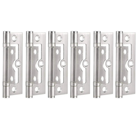 Stainless Steel Door Hinge Set Six Pcs Flat Open 360 Degree Pivot With Silent Rotation For Doors Windows Cabinets Furniture Hardware Fittings 8x3.3cm Home Repair