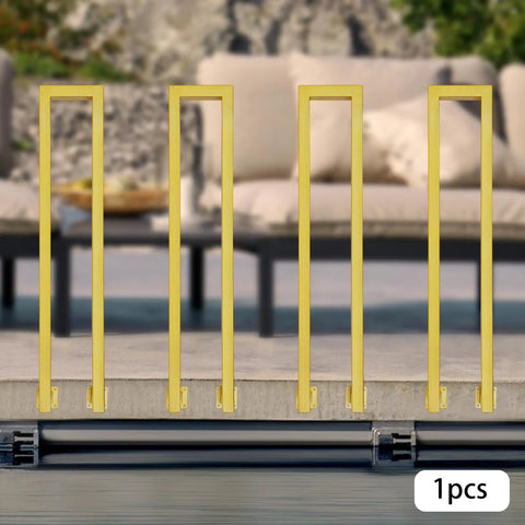 Heavy Duty N Shaped Wall Safety Grab Bar For Stairs And Porch Side Mount Iron Handle Indoor Outdoor Support in yellow color.