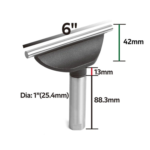 Top Shelf Heavy Duty Wood Lathe Tool Rest With Six Inch Hardened Steel Bearing Bar, 1" diameter, measures 42mm in height.