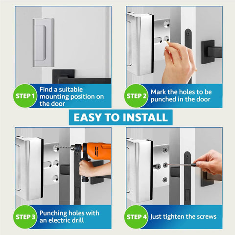 Installation steps for Door Reinforcement Lock Two Pack Heavy Duty Front Door Security That Withstands Up To Eight Hundred Pounds Of Force Kid Proof Safe Lock For Toddlers Quick Install For Everyday Home Protection