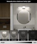Modern Chrome Vanity Light Bar 20 Inch Long LED Fixture 12W Dimmable Vanity Lighting showing brightness levels