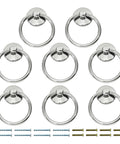 8Pcs Modern Drop Ring Drawer Pull Handles Zinc Alloy 54mm Total Length Silver Tone with mounting screws, ideal for cabinets and dressers