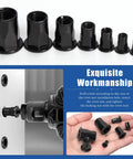 250 Piece Threaded Rivet Nuts Set M3 Through M12 Half Hex Head Black Zinc Plated Knurled Rivnuts shown in various sizes