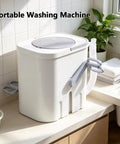 Portable Manual Crank Washing Machine Cordless Laundry Setup Eight Liter Capacity Power Free Operation For Camp Sites Dorm Rooms And Weekend Outings A Game Changer For Fresh Thread Care in a bright kitchen.