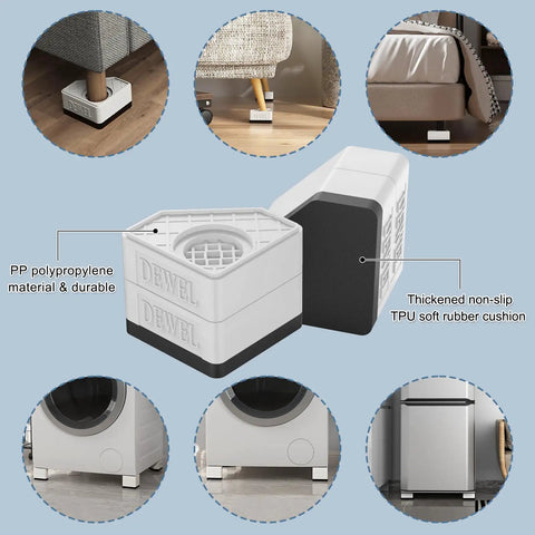 Heavy Duty Anti Vibration Pads Pedestal For Washer And Dryer With 1100 Lb Capacity Double Height Washing Machine Foot Pads For Anti Slip And Quiet Operation Protects Laundry Room Floor