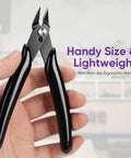 5 Inch Micro Flush Cutters Set 2 Pack Pro Grade Precision Zip Tie And Wire Cutting Pliers in hand showing beveled jaws