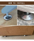 Installation of 4 Pack Adjustable Furniture Legs With Anti Slip Bases, Steel Construction, M8 And M10 Screws, 13mm-27mm Height Range