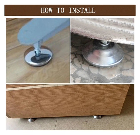 Installation of 4 Pack Adjustable Furniture Legs With Anti Slip Bases, Steel Construction, M8 And M10 Screws, 13mm-27mm Height Range