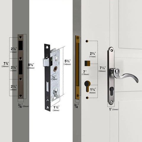 Solid Brass Lever Door Handle Set For Screen And Storm Doors, Mortise Lock Only, Fits 1 In Or 1.38 In Thick Left Hinged Outswing Doors, Brushed Polished Brass Finish, Easy Replacement Upgrade
