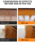Comparison of hardwood floor before and after applying Premium 100ml Teak Oil For Wood Furniture And Hardwood Floor Restoration.