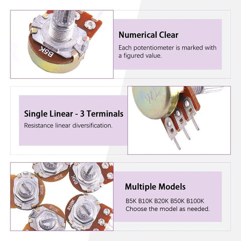 Dope Potentiometer Assortment Kit With 1K To 500K Ohms Includes Multiturn Trimmers And Single Linear High Precision Pots