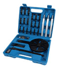 Rock Solid Steel Bearing Puller Set For Auto Wheel Hub Repair With Pro Extractor Tool 33 Piece Kit Works With DL1 DL6 Collets Fits 6005 To 6310 Bearings Internal Removal Good For Pros Doing Work At Home Or Shop Get Job Done Right Heavy Duty Setup in blue case