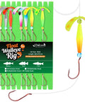 Crawler Harness Walleye Rigs With Dual Wing Blade Inline Float Glow Beads Fluorocarbon Worm Size 2 Red Octopus Hooks on Board