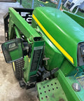 Heavy Duty Magnetic Tractor Side Mirrors With 114 Lbs Each mounted on John Deere green tractor