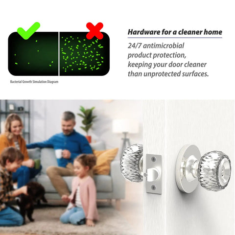 Crystal Privacy Door Knob With Lock For Bedroom And Bathroom, Easy Install Interior Door Handle With Keys in family setting