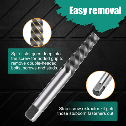 Left Handed Drill Bit And Screw Extractor Kit With Cobalt Steel, Ten Piece Pro Grade Set Including Five Left Hand Bits for removal